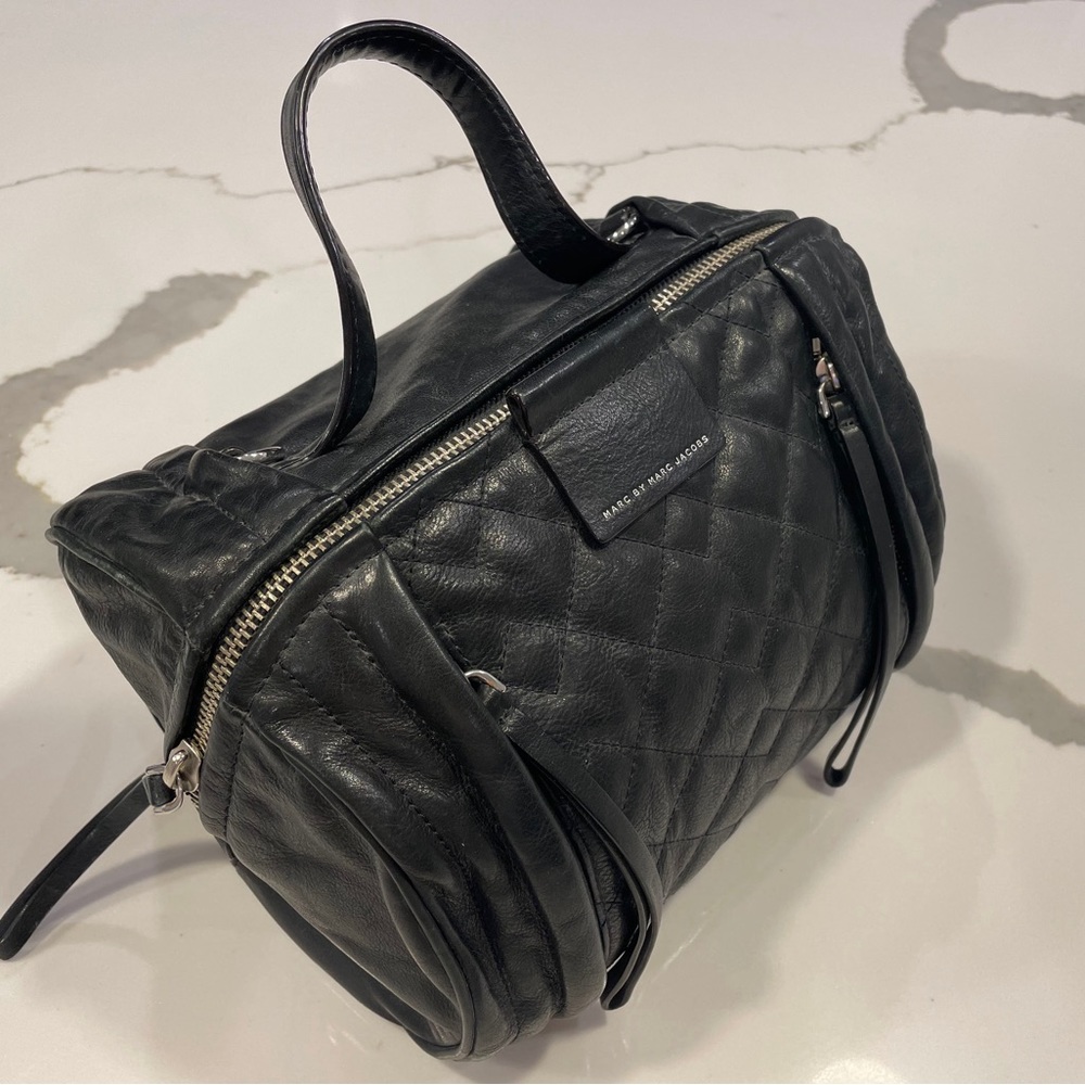 Mack by Marc Jacobs Leather Moto Barrel Bag - Black